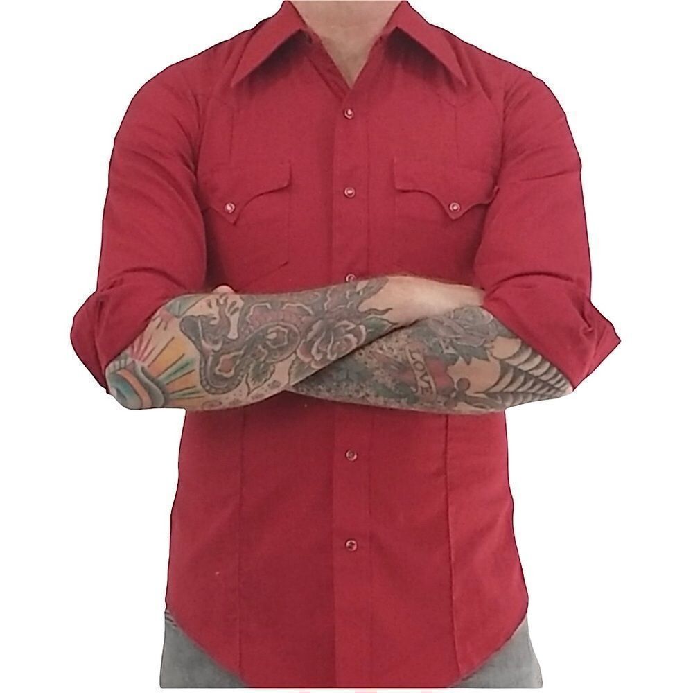 Vintage 70’s JCPenney Western Apparel Red Pearl Snap Shirt size S